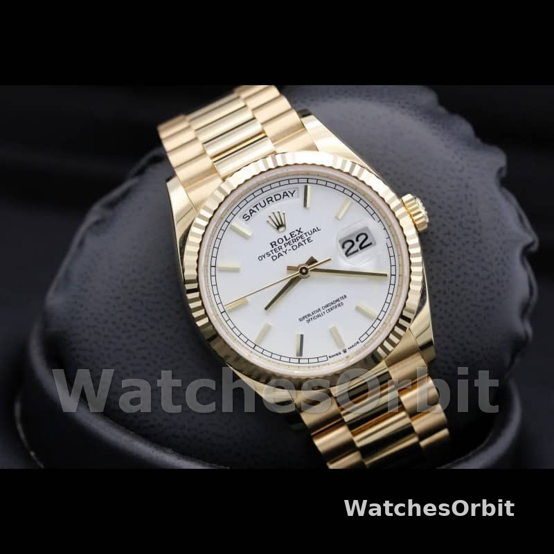 Rolex Day-Date 36MM 128238 0081 Fluted Bezel White Index Dial Unisex Replica Watch