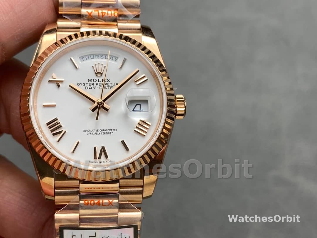 Rolex Day Date 36mm Everose Gold 128235 0070 White Roman