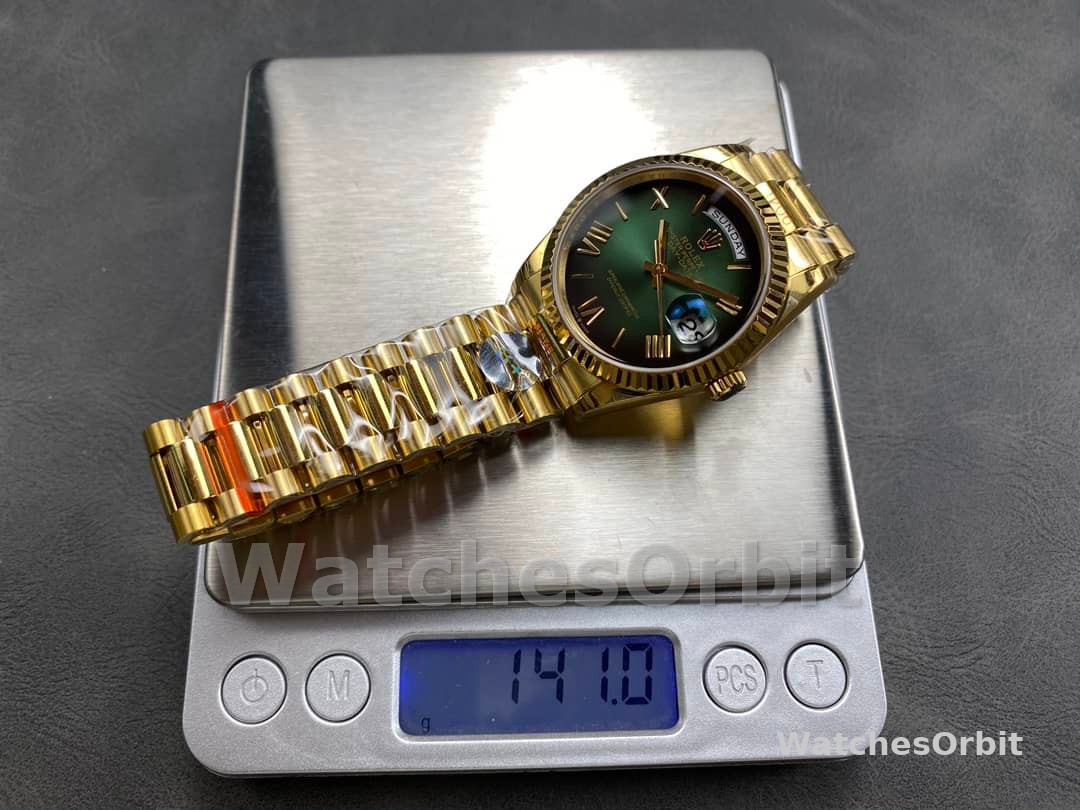Rolex Day Date 36mm Fluted Bezel Green Ombre Dial President Bracelet m128238 0118