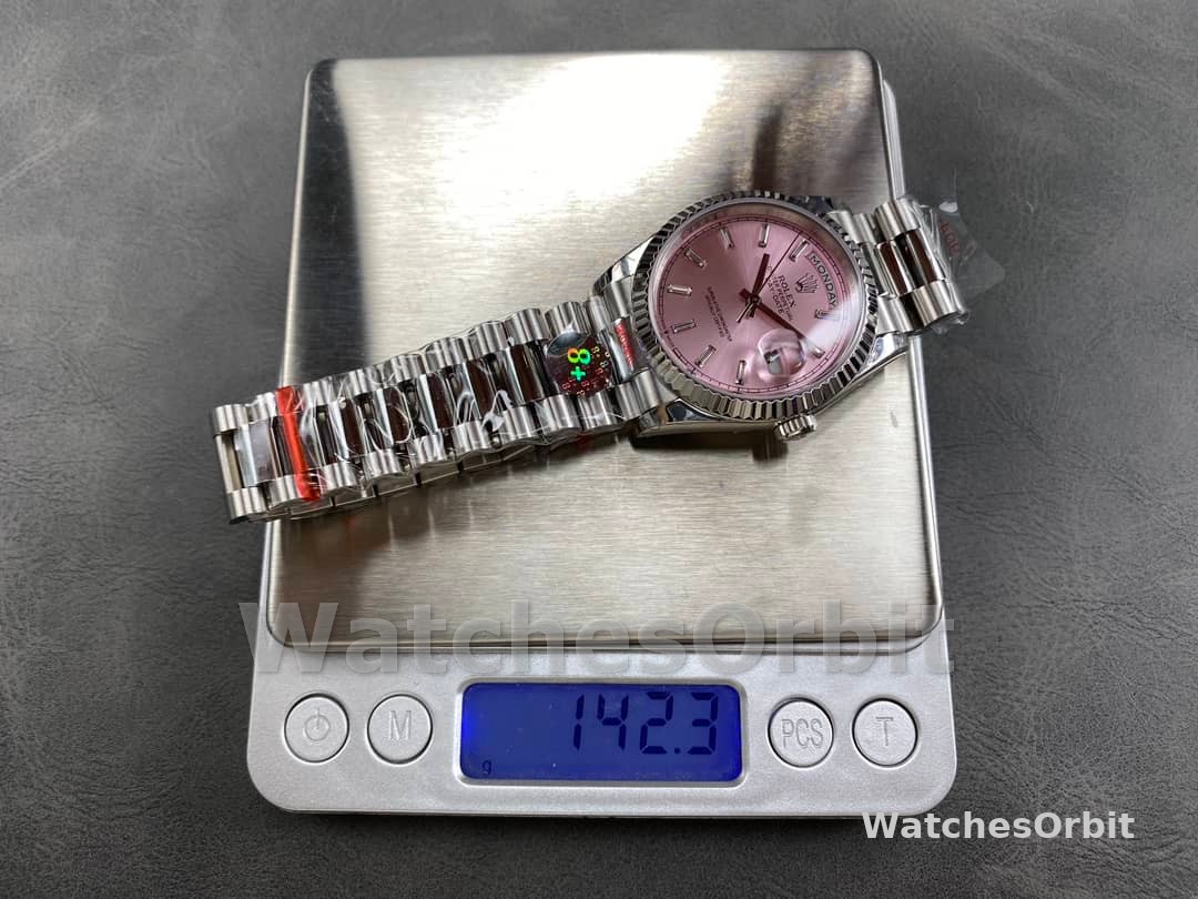 Rolex Day Date 36mm Pink Diamond-Set Dial Fluted Bezel President m128239 0071
