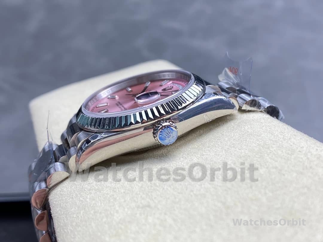 Rolex Day Date 36mm Pink Diamond-Set Dial Fluted Bezel President m128239 0071
