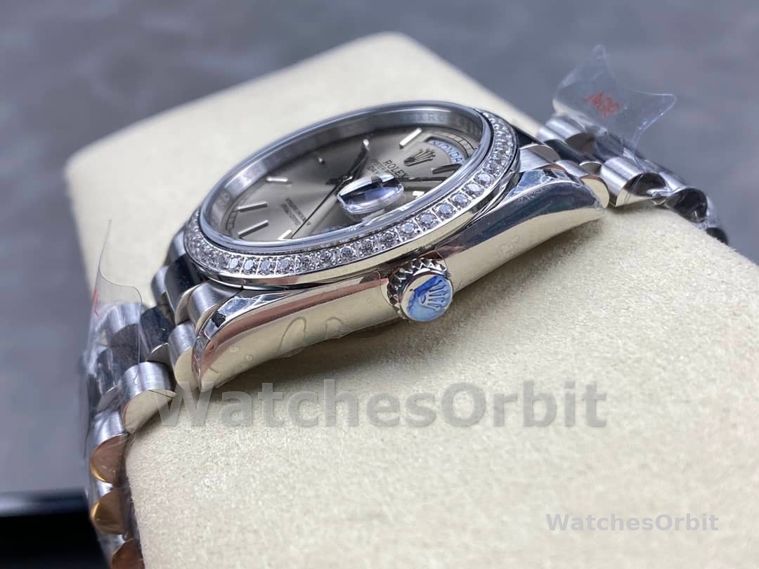 Rolex Day Date 36mm Platinum and Diamonds Bezel 128396tbr 0004