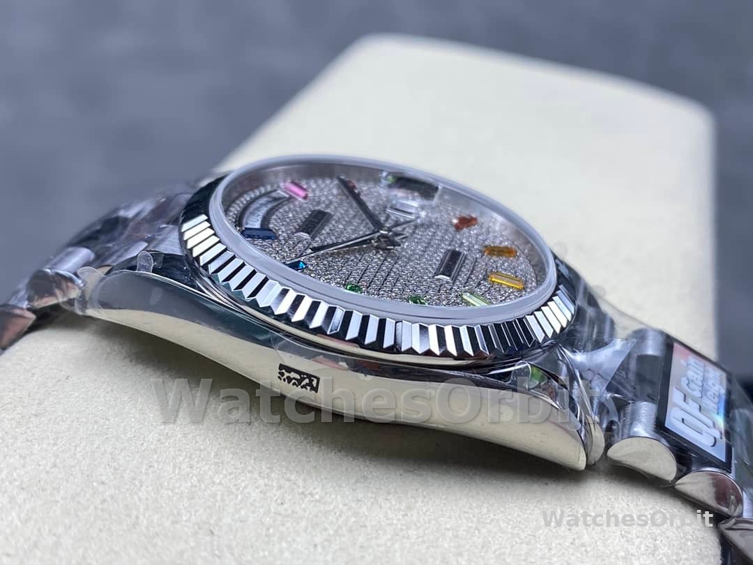 Rolex Day Date 36mm White Gold 128239 0016 Pave Rainbow Diamond Dial