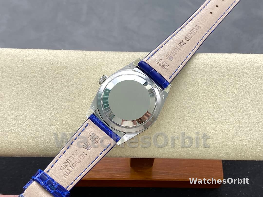 Rolex Day Date 36mm White Gold Fluted Bezel 118139 0004 Blue Index