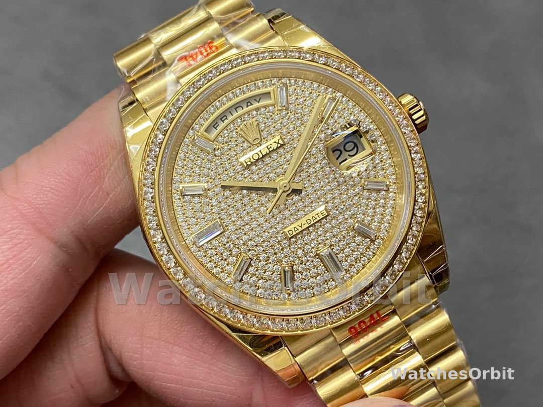 Rolex Day-Date 40 18K Yellow Gold Diamond Paved Dial Diamond m228348rbr 0037