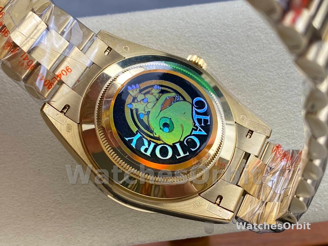 Rolex Day Date 40 18K Yellow Gold Green Dial Diamond Bezel M228348RBR 0040 Men's Watch