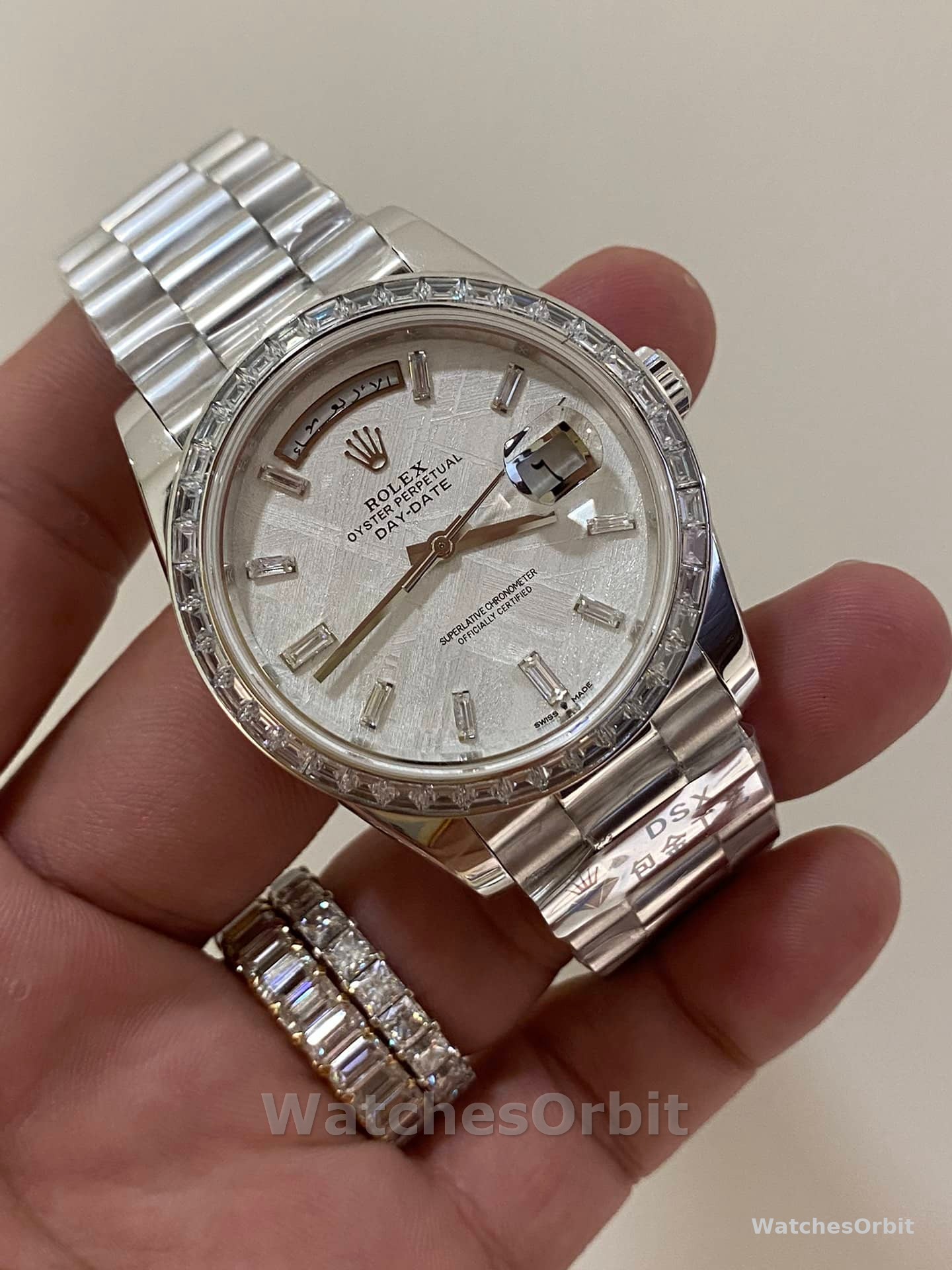 Rolex Day-Date 40 Platinum Meteorite Diamond Dial M228396TBR 0027 Men's Watch