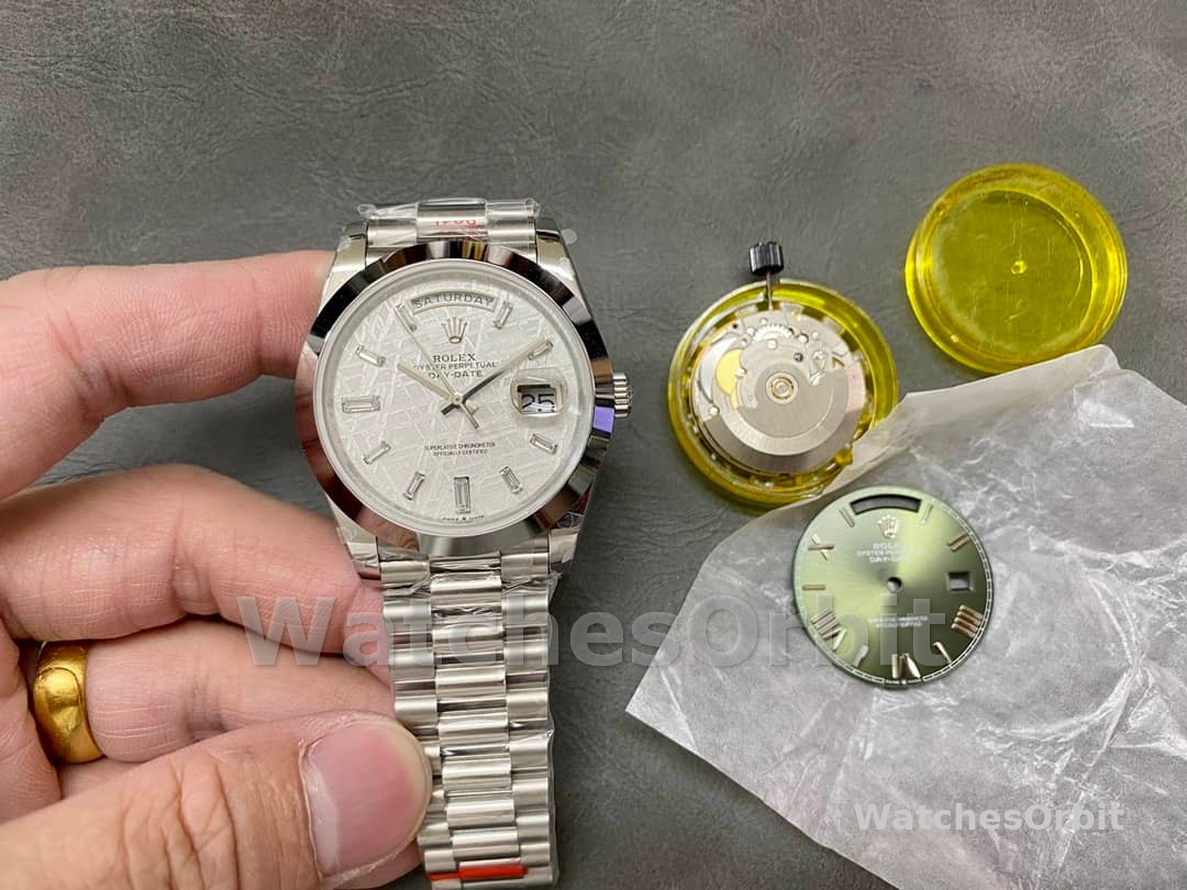 Rolex Day-Date 40mm Platinum Meteorite Baguette 228206 0036 Men's Watch