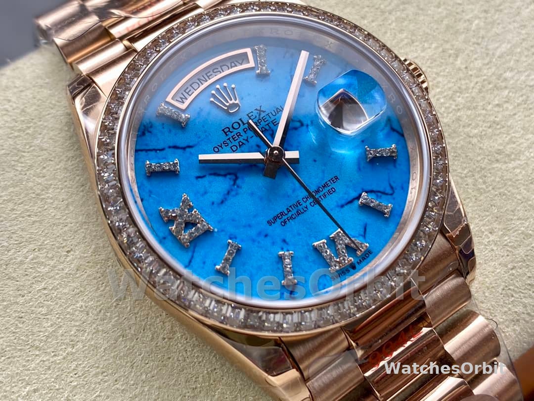 Rolex Day Date Oyster 36 mm Everose Gold Diamonds Bezel M128345RBR 0068