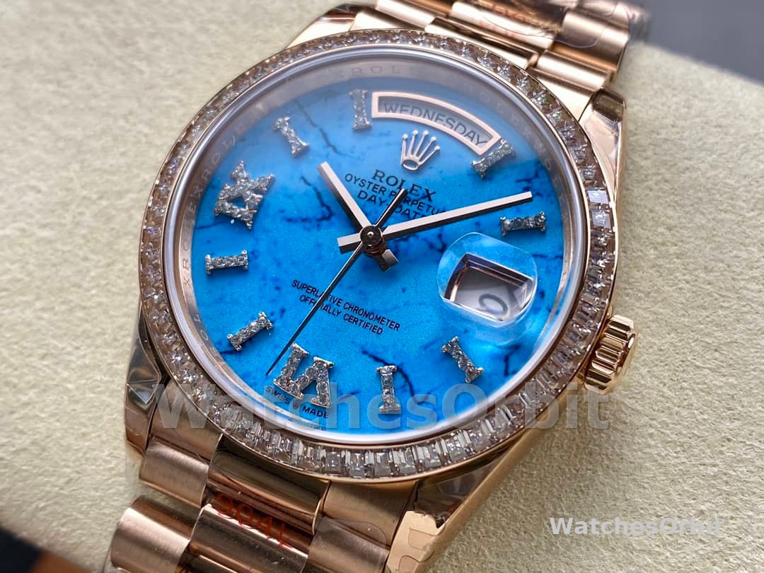 Rolex Day Date Oyster 36 mm Everose Gold Diamonds Bezel M128345RBR 0068