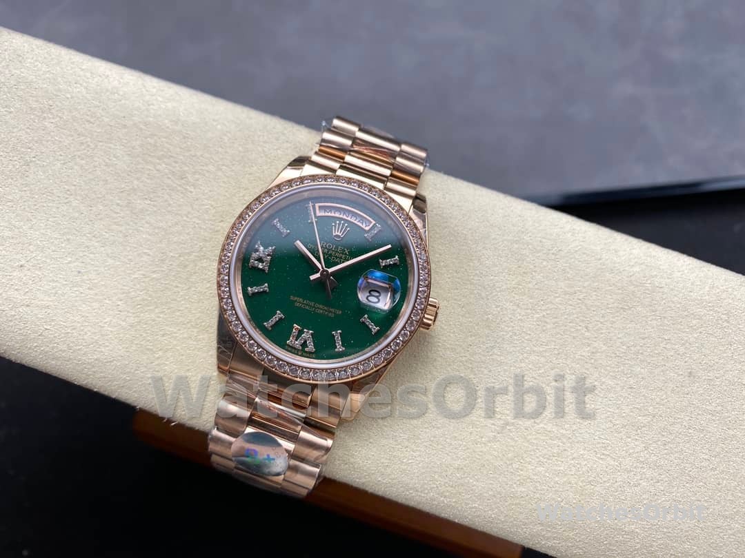 Rolex Day Date Oyster 36 mm Everose Gold Diamonds Bezel M128345RBR 0068
