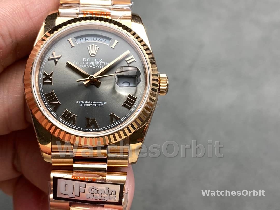 Rolex Day Date Rose Gold Slate Diamond Dial President Bracelet M128235 0050