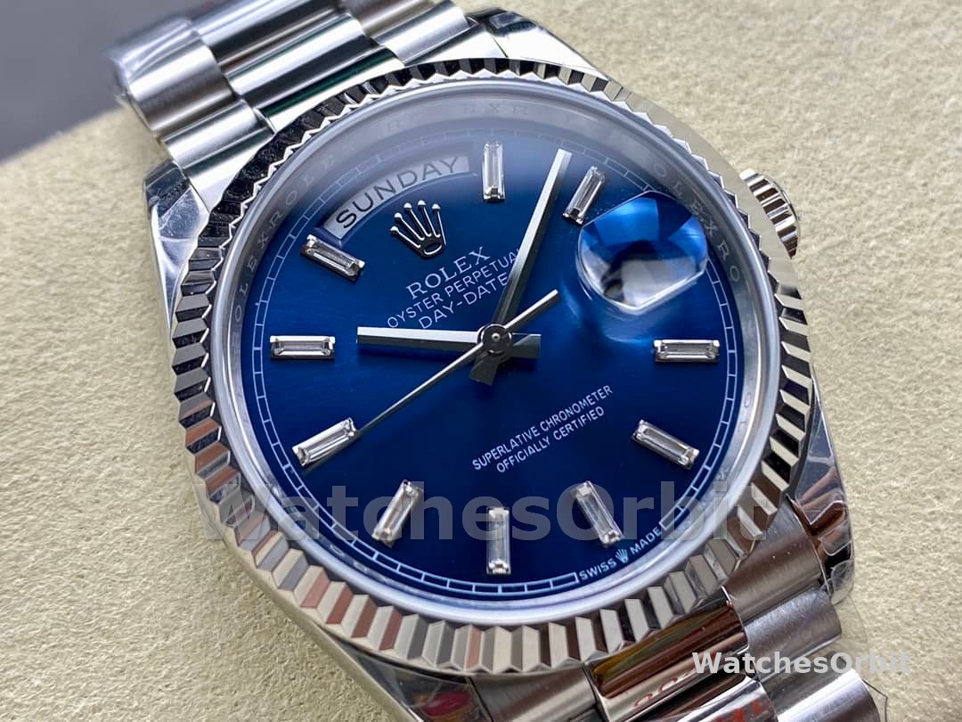 Rolex Day Date White Gold 36 Blue Diamond Dial m128239 0069