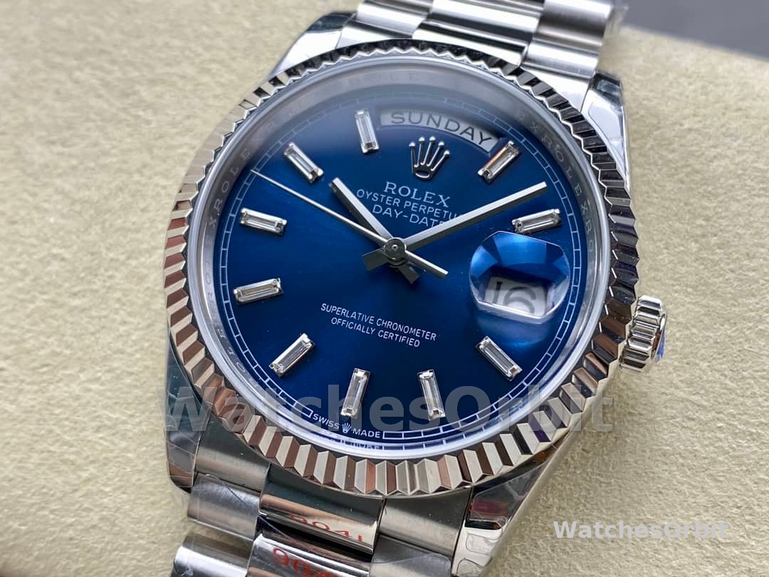 Rolex Day Date White Gold 36 Blue Diamond Dial m128239 0069