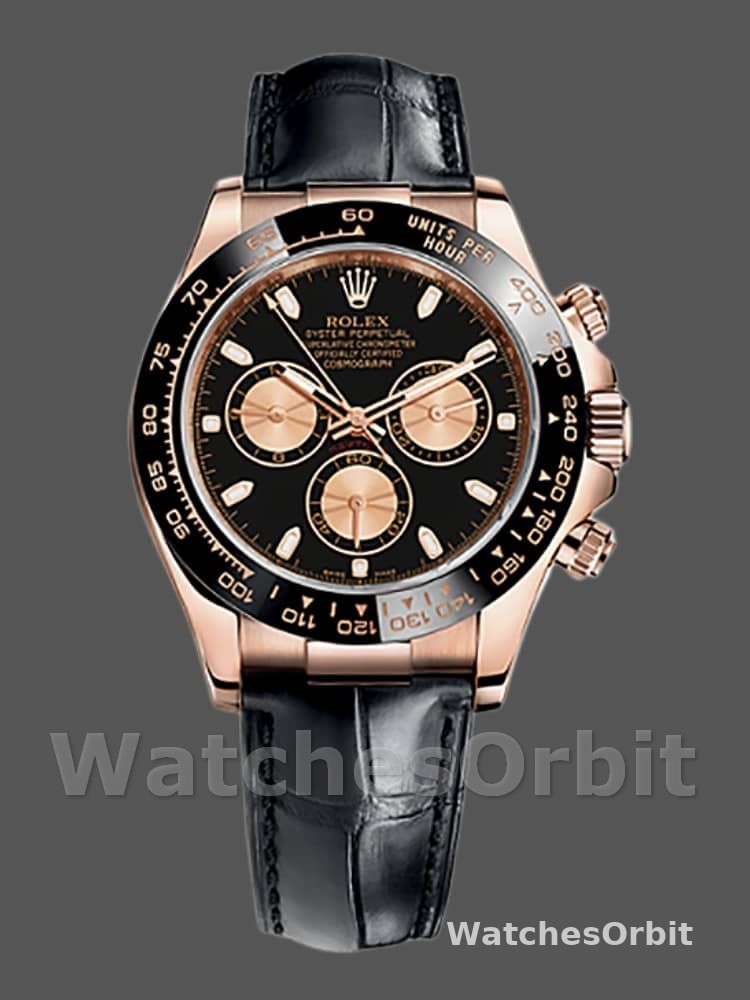 Rolex Cosmograph Daytona 116515 Leather strap Black Dial 40mm Mens Replica Watch