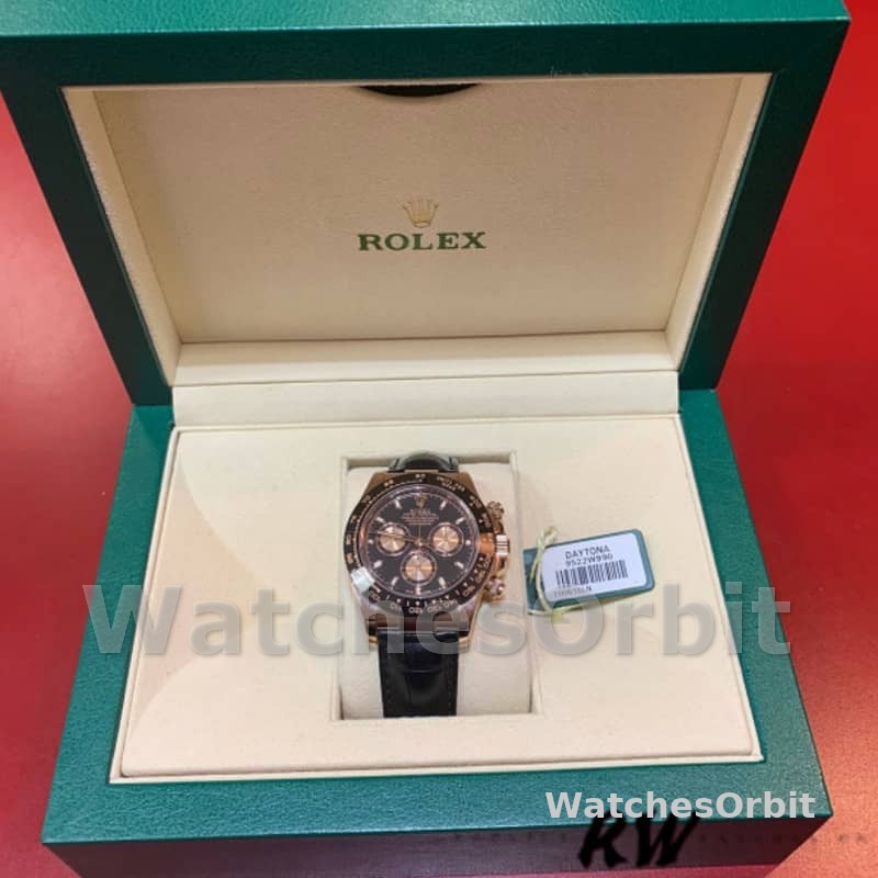 Rolex Cosmograph Daytona 116515 Leather strap Black Dial 40mm Mens Replica Watch