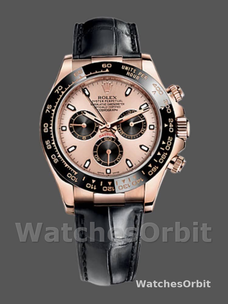 Rolex Cosmograph Daytona 116515LN Leather strap Black Pink Dial 40mm Mens Replica Watch