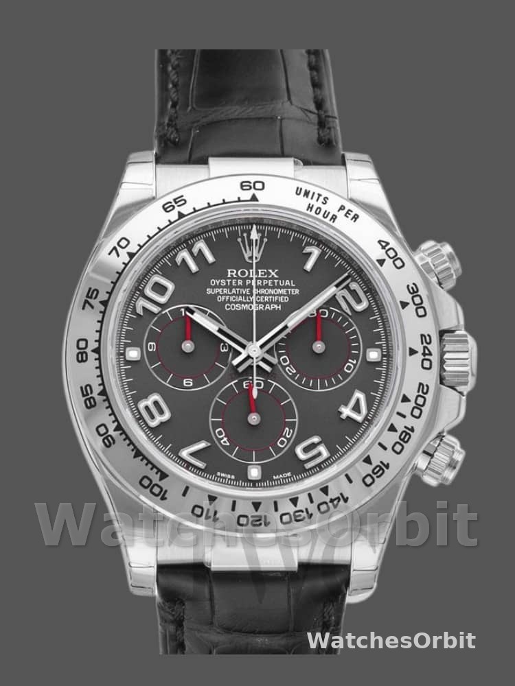 Rolex Cosmograph Daytona 116519 Gray dial Black Leather Strap 40mm Mens Replica Watch