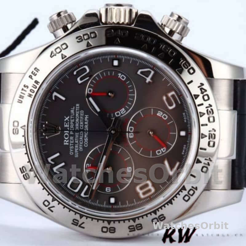 Rolex Cosmograph Daytona 116519 Gray dial Black Leather Strap 40mm Mens Replica Watch
