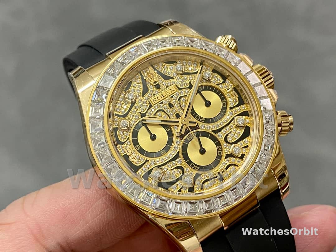 Rolex Cosmograph Daytona 116588 Yellow Gold Black Rubber Strap 40mm Mens Replica Watch