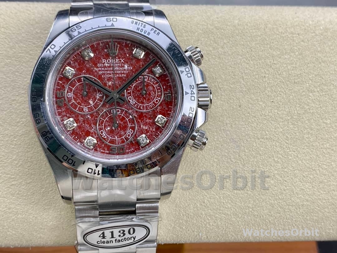 Rolex Cosmograph Daytona 40MM White Gold Rare Rubellite Dial 116509 Men's Watch