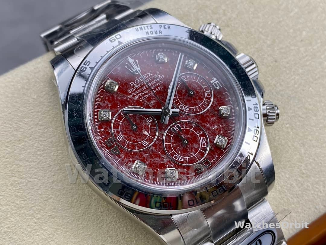 Rolex Cosmograph Daytona 40MM White Gold Rare Rubellite Dial 116509 Men's Watch
