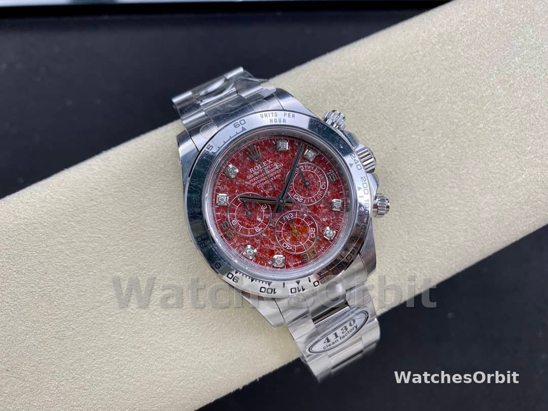 Rolex Cosmograph Daytona 40MM White Gold Rare Rubellite Dial 116509 Men's Watch