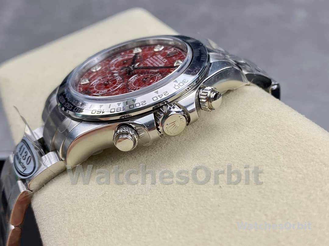 Rolex Cosmograph Daytona 40MM White Gold Rare Rubellite Dial 116509 Men's Watch