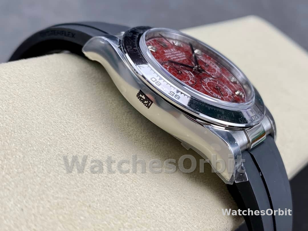 Rolex Cosmograph Daytona 40MM White Gold Rare Rubellite Dial 116509 Rubber Strap