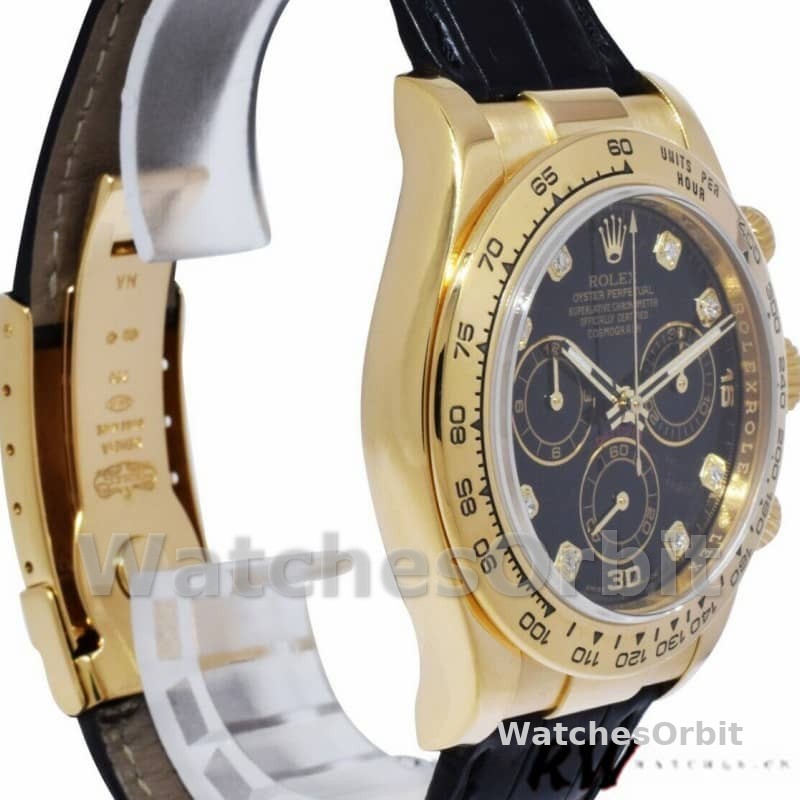 Rolex Daytona 116518 Black Diamond Dial Black Leather strap 40mm Mens Replica Watch