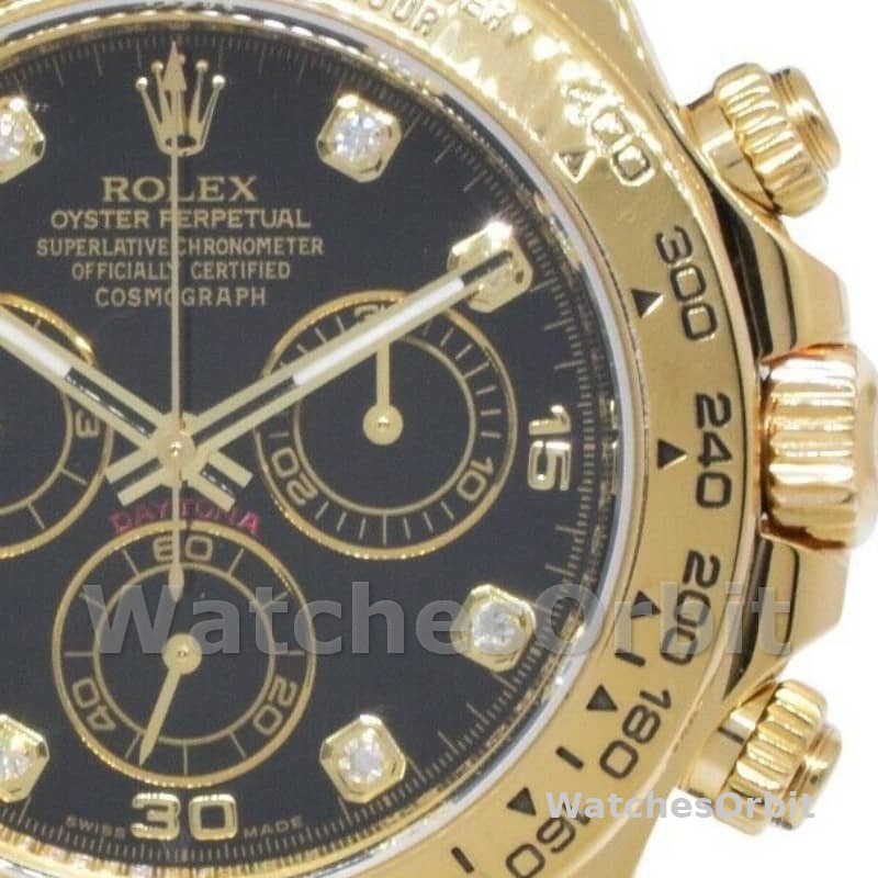 Rolex Daytona 116518 Black Diamond Dial Black Leather strap 40mm Mens Replica Watch