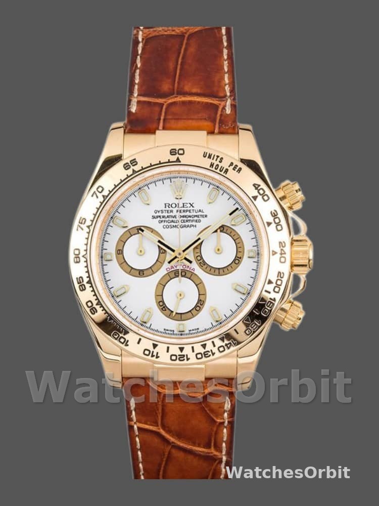 Rolex Daytona 116518 Yellow Gold Automatic White Dial 40mm Mens Replica Watch