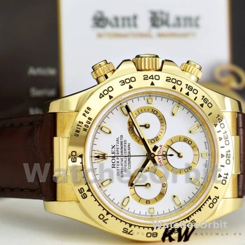 Rolex Daytona 116518 Yellow Gold Automatic White Dial 40mm Mens Replica Watch