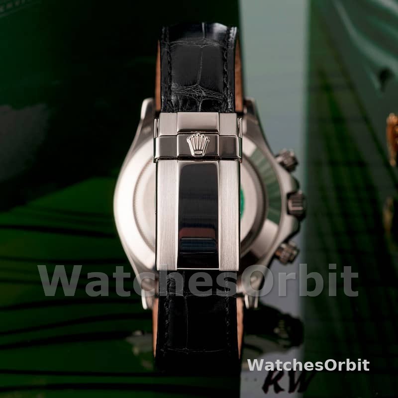Rolex Daytona 116519 Black Alligator Leather strap silver Dial 40mm Mens Replica Watch