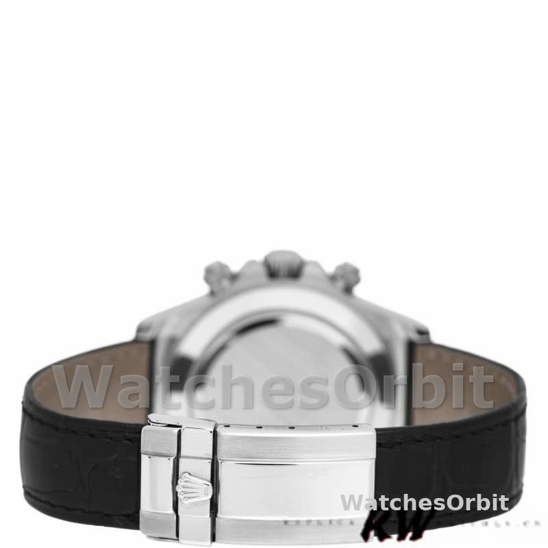 Rolex Daytona 116519 Black Alligator Leather strap White Dial 40mm Mens Replica Watch