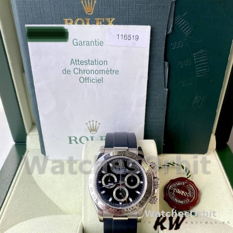 Rolex Daytona 116519 Black Dial Black Rubber strap 40mm Mens Replica Watch