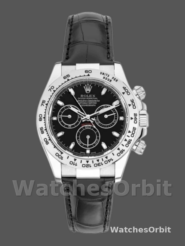 Rolex Daytona 116519 Black Leather strap Black Dial 40mm Mens Replica Watch