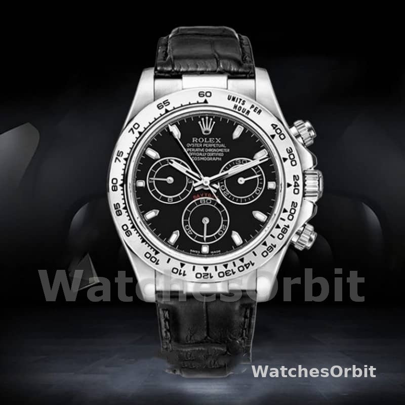Rolex Daytona 116519 Black Leather strap Black Dial 40mm Mens Replica Watch