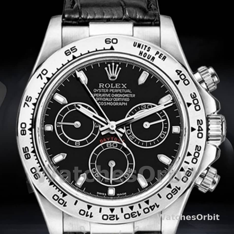 Rolex Daytona 116519 Black Leather strap Black Dial 40mm Mens Replica Watch