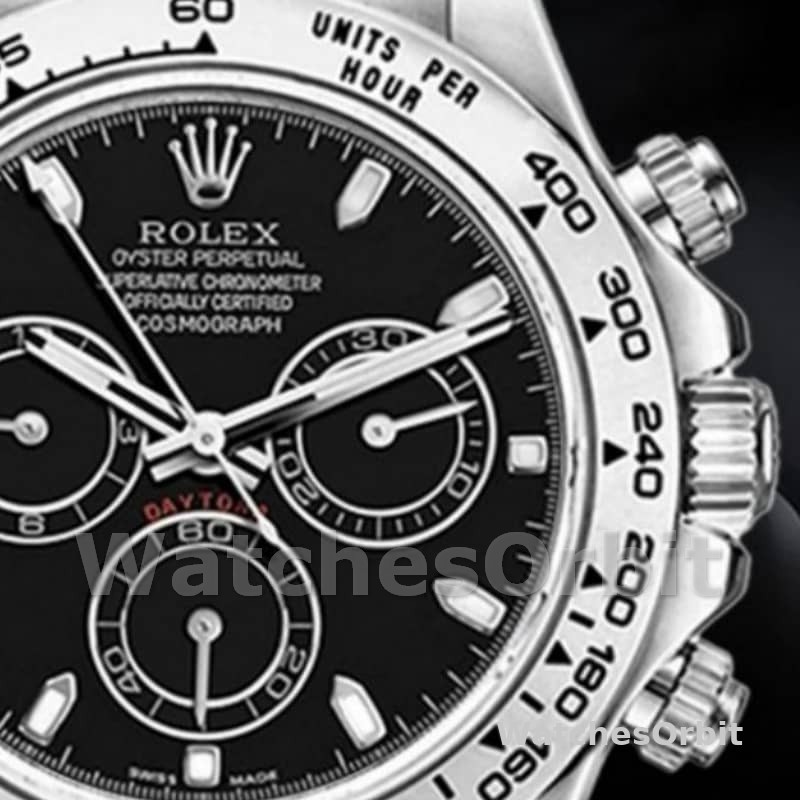 Rolex Daytona 116519 Black Leather strap Black Dial 40mm Mens Replica Watch