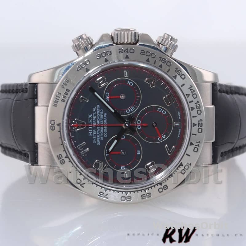 Rolex Daytona 116519 Black Racing Dial Leather strap 40mm Mens Replica Watch