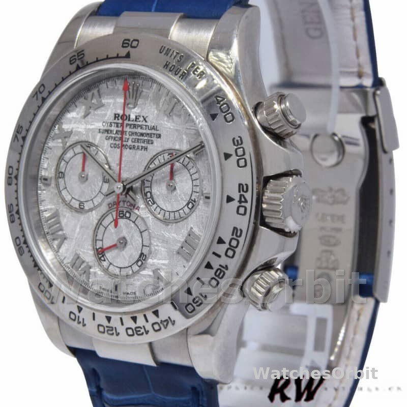 Rolex Daytona 116519 Blue Leather strap Meteorite Dial 40mm Mens Replica Watch