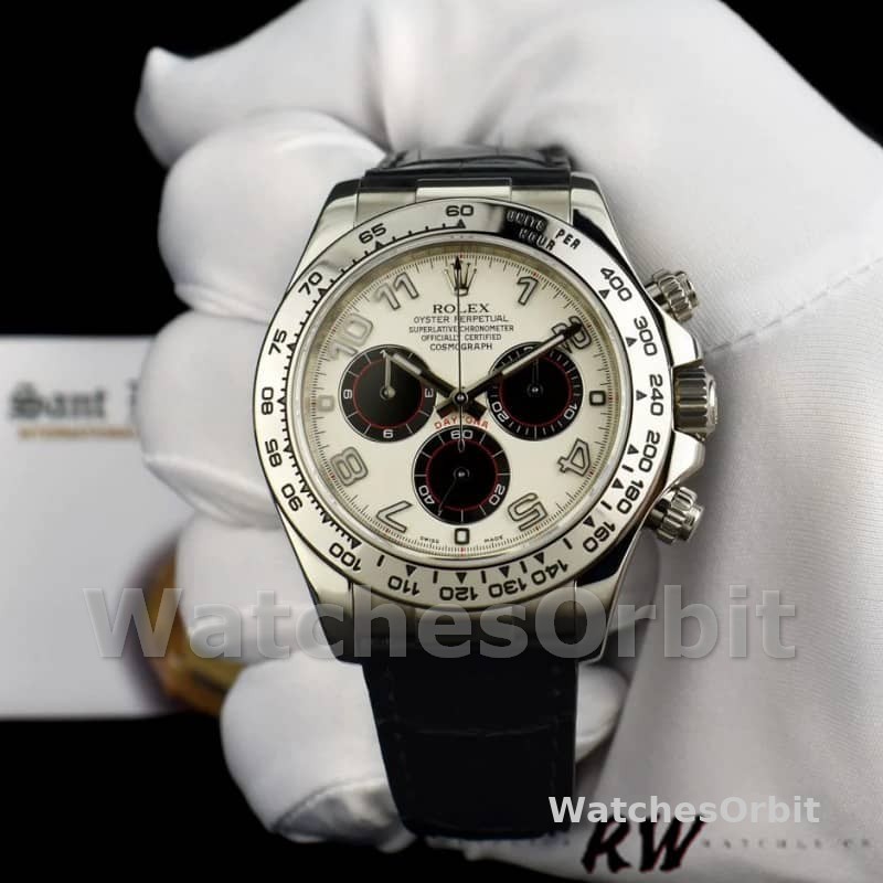 Rolex Daytona 116519 Panda Dial Black Leather Strap 40mm Mens Replica Watch
