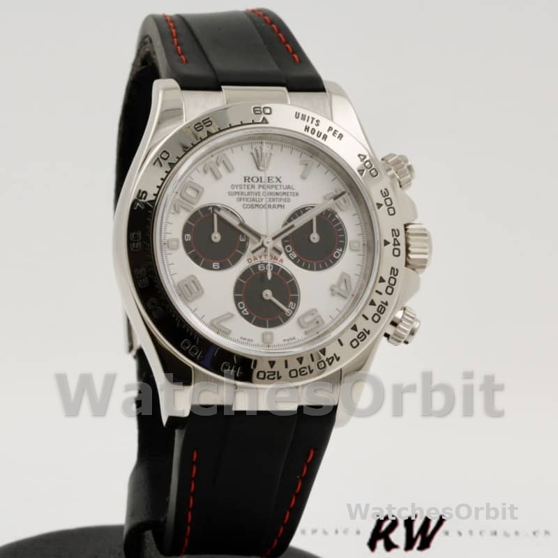Rolex Daytona 116519 Panda Dial Black Rubber Strap 40mm Mens Replica Watch