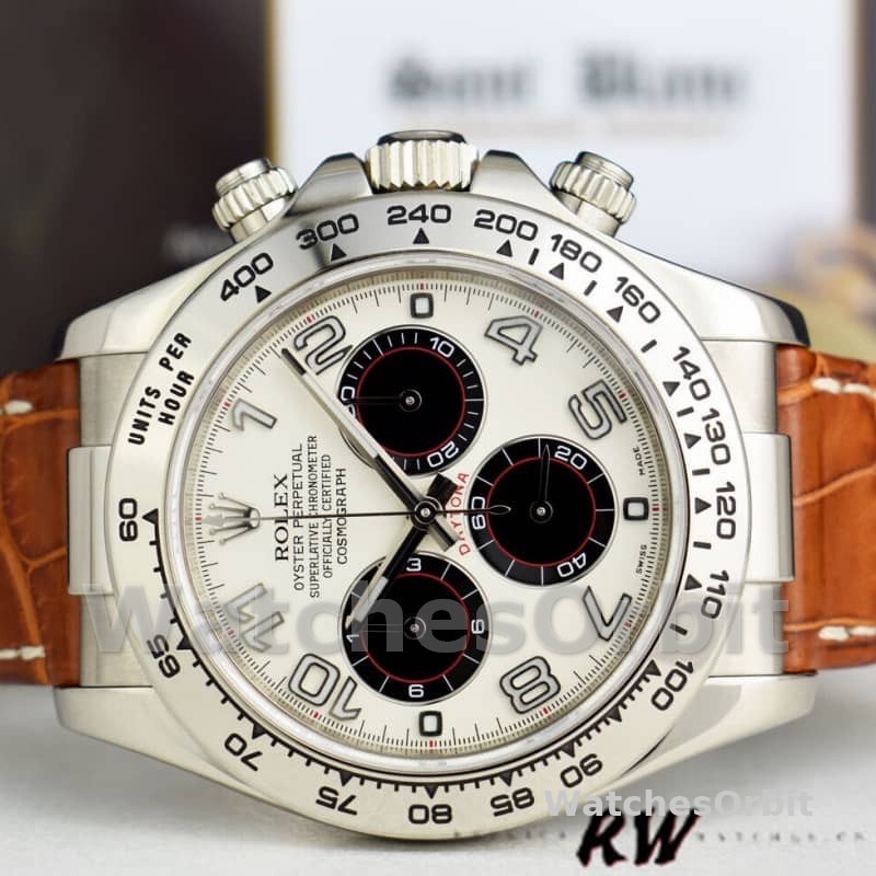 Rolex Daytona 116519 Panda Dial Brown Leather Strap 40mm Mens Replica Watch