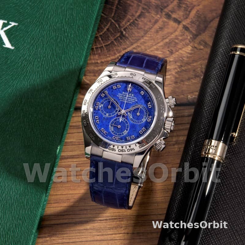 Rolex Daytona 116519 Sodalite Arabic Dial Blue Alligator Leather 40mm Mens Replica Watch