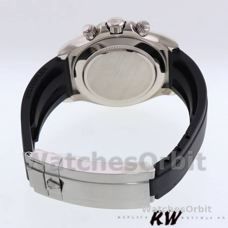 Rolex Daytona 116519 white Arabic dial Black Rubber strap 40mm Mens Replica Watch