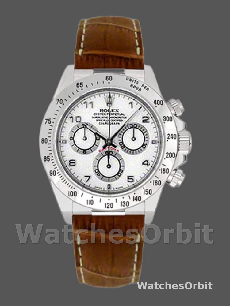 Rolex Daytona 116519 white Arabic dial brown leather strap 40mm Mens Replica Watch
