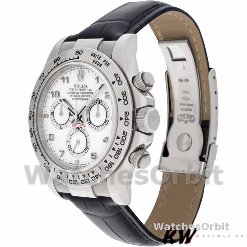 Rolex Daytona 116519 White Dial Black Leather strap 40mm Mens Replica Watch
