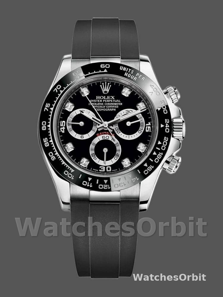 Rolex Daytona 116519 White Gold Automatic Black Dial Diamonds 40mm Mens Replica Watch